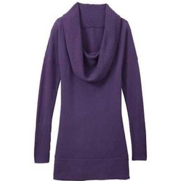 Athleta Cashmere Teton Funnel Cowl Neck Long Sleeve Purple Tunic Sweater - Picture 1 of 10